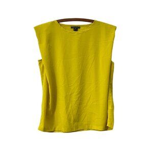 French Connection Womens Yellow Shoulder Padded Sleeveless Chiffon Blouse Sz XL